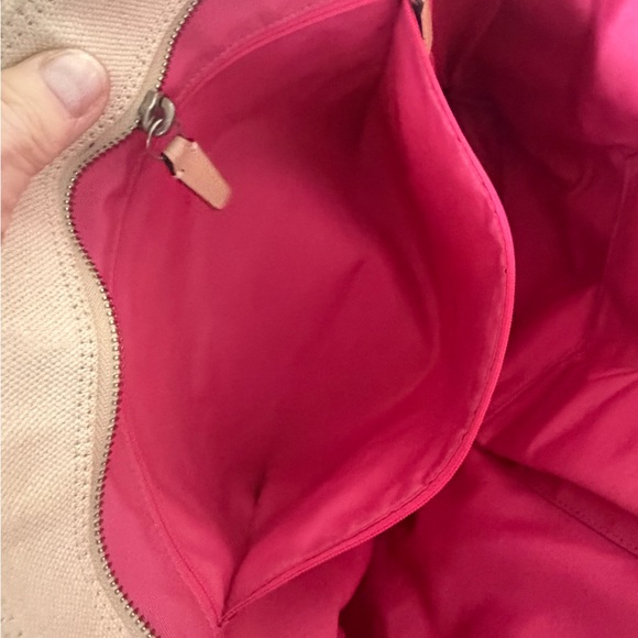Coach Beige and Pink Canvas/leather Weekender Tote 20x15 Includes Triple hangtag - Picture 9 of 15